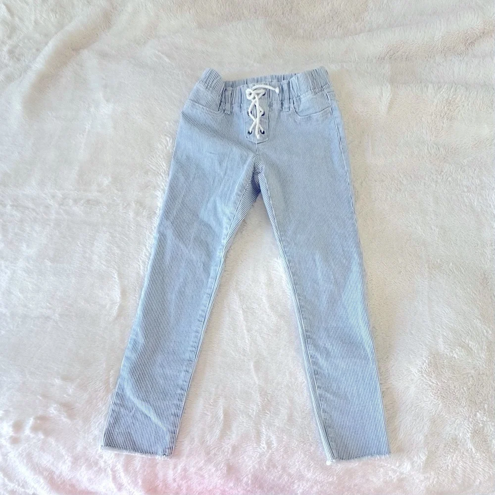 GAP Girls Straight-Leg raw hem legging Jeans lace up, 10, 140cm